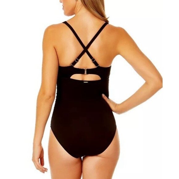 Anne Cole Women’s Size 10 Black Underwire Surplice One Piece Swim Suit New - Picture 3 of 8